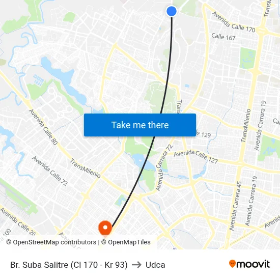 Br. Suba Salitre (Cl 170 - Kr 93) to Udca map