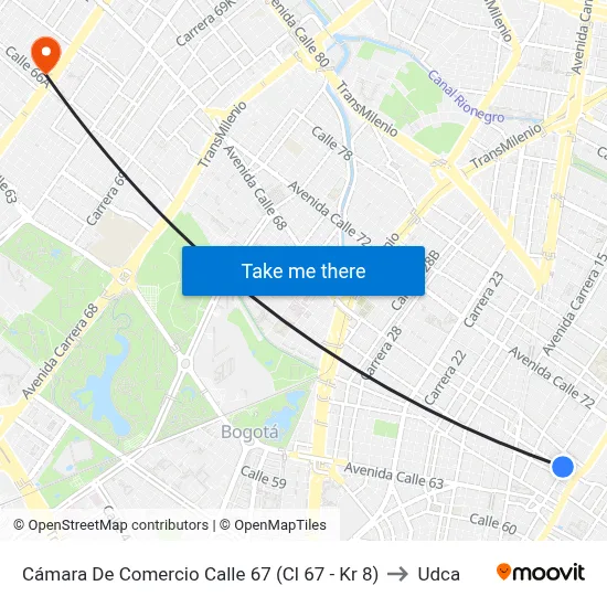 Cámara De Comercio Calle 67 (Cl 67 - Kr 8) to Udca map