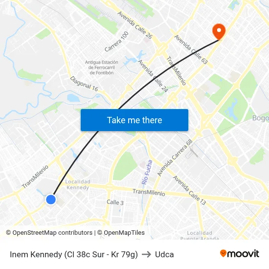 Inem Kennedy (Cl 38c Sur - Kr 79g) to Udca map