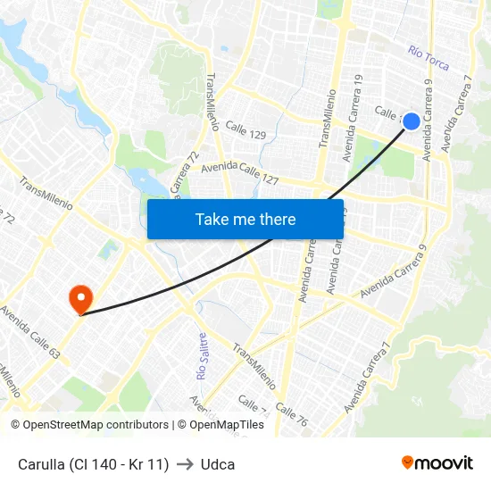 Carulla (Cl 140 - Kr 11) to Udca map