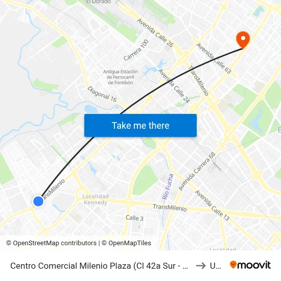 Centro Comercial Milenio Plaza (Cl 42a Sur - Av. C. De Cali) to Udca map