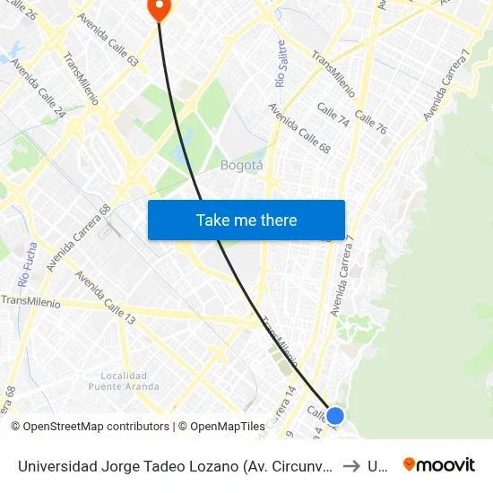 Universidad Jorge Tadeo Lozano (Av. Circunvalar - Cl 23b) to Udca map