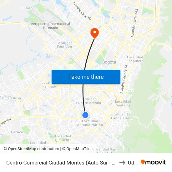 Centro Comercial Ciudad Montes (Auto Sur - Cl 11 Sur) to Udca map