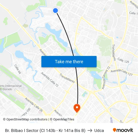 Br. Bilbao I Sector (Cl 143b - Kr 141a Bis B) to Udca map