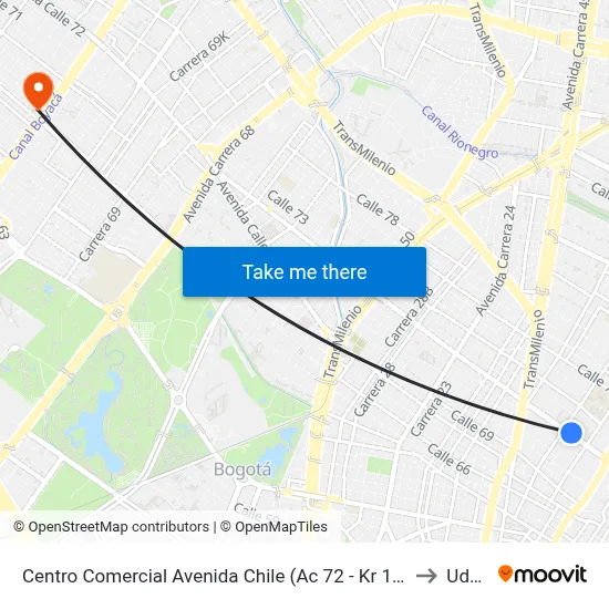 Centro Comercial Avenida Chile (Ac 72 - Kr 10) to Udca map
