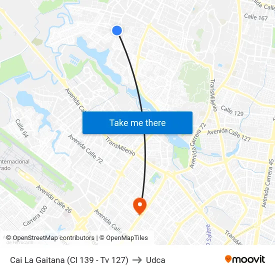 Cai La Gaitana (Cl 139 - Tv 127) to Udca map