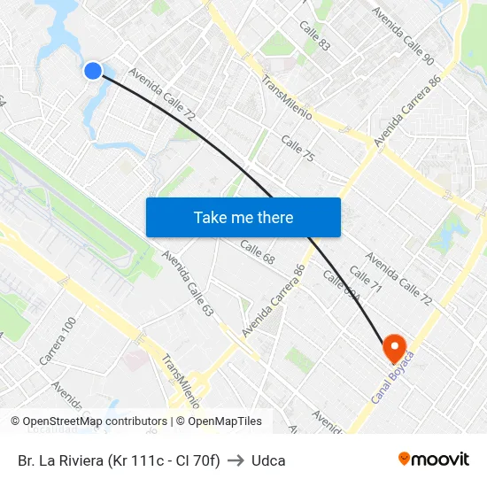 Br. La Riviera (Kr 111c - Cl 70f) to Udca map