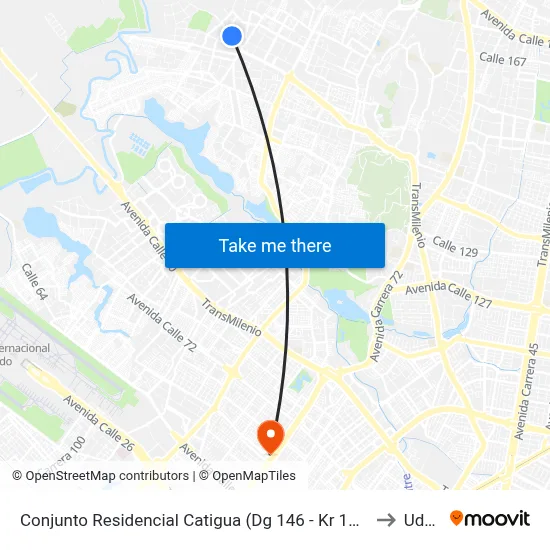 Conjunto Residencial Catigua (Dg 146 - Kr 128) to Udca map
