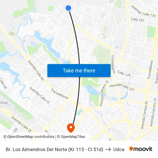 Br. Los Almendros Del Norte (Kr 115 - Cl 51d) to Udca map
