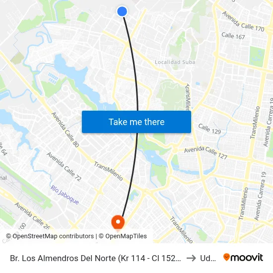Br. Los Almendros Del Norte (Kr 114 - Cl 152d) to Udca map