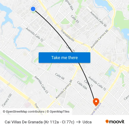 Cai Villas De Granada (Kr 112a - Cl 77c) to Udca map