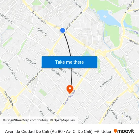 Avenida Ciudad De Cali (Ac 80 - Av. C. De Cali) to Udca map