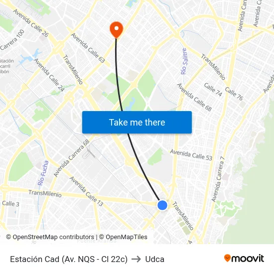 Estación Cad (Av. NQS - Cl 22c) to Udca map