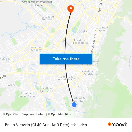 Br. La Victoria (Cl 40 Sur - Kr 3 Este) to Udca map