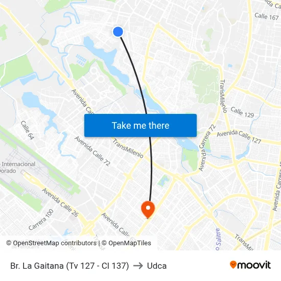 Br. La Gaitana (Tv 127 - Cl 137) to Udca map