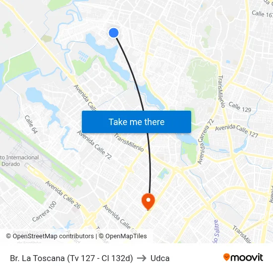 Br. La Toscana (Tv 127 - Cl 132d) to Udca map
