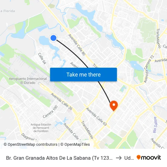 Br. Gran Granada Altos De La Sabana (Tv 123a - Dg 77b) to Udca map