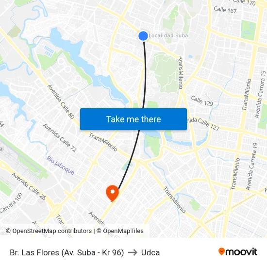 Br. Las Flores (Av. Suba - Kr 96) to Udca map