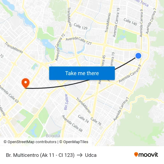 Br. Multicentro (Ak 11 - Cl 123) to Udca map