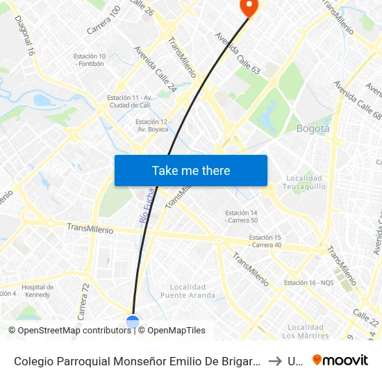 Colegio Parroquial Monseñor Emilio De Brigard (Cl 28 Sur - Kr 52b) to Udca map