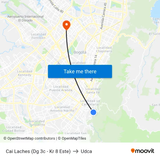 Cai Laches (Dg 3c - Kr 8 Este) to Udca map