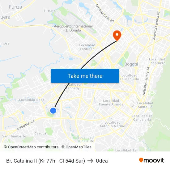 Br. Catalina II (Kr 77h - Cl 54d Sur) to Udca map