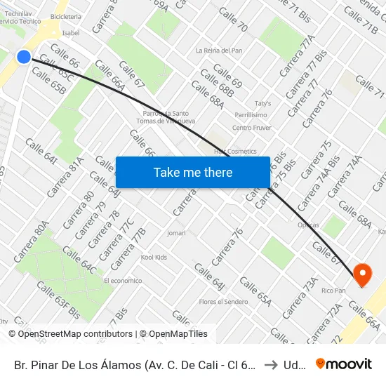 Br. Pinar De Los Álamos (Av. C. De Cali - Cl 65c) to Udca map