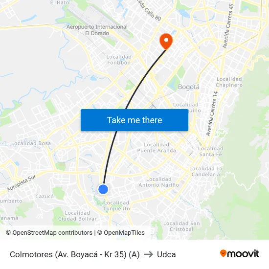 Colmotores (Av. Boyacá - Kr 35) (A) to Udca map