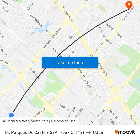 Br. Parques De Castilla 6 (Kr 79a - Cl 11a) to Udca map