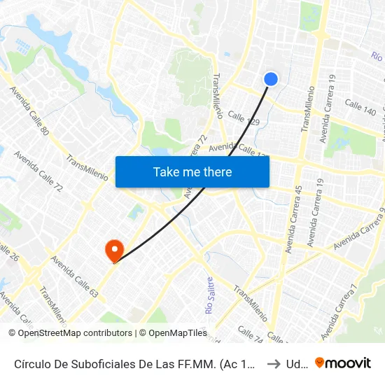 Círculo De Suboficiales De Las FF.MM. (Ac 138 - Kr 56) to Udca map