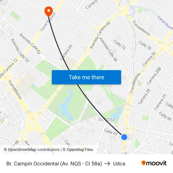 Br. Campín Occidental (Av. NQS - Cl 58a) to Udca map