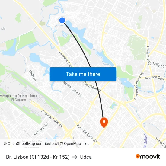 Br. Lisboa (Cl 132d - Kr 152) to Udca map
