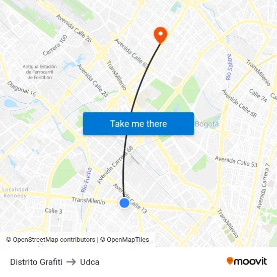 Distrito Grafiti to Udca map