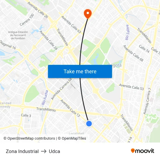 Zona Industrial to Udca map
