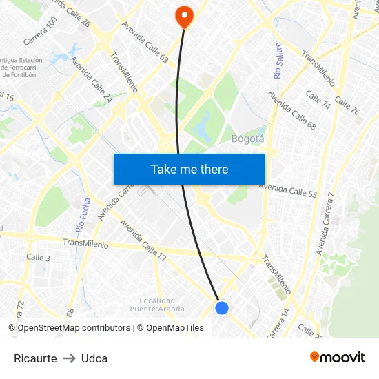 Ricaurte to Udca map
