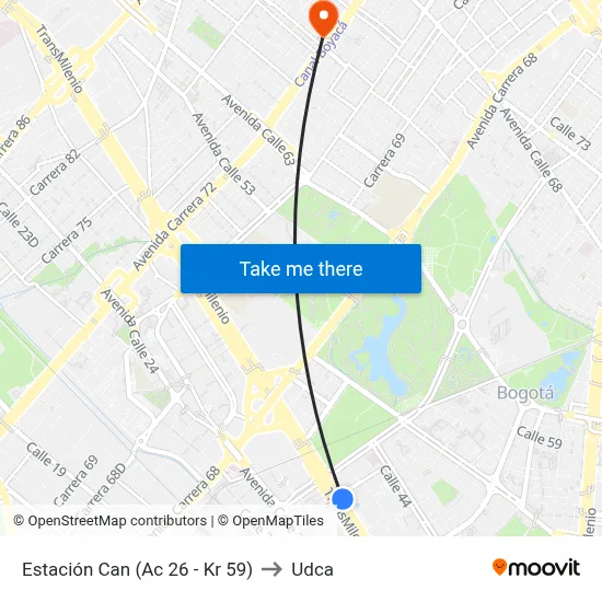 Estación Can (Ac 26 - Kr 59) to Udca map