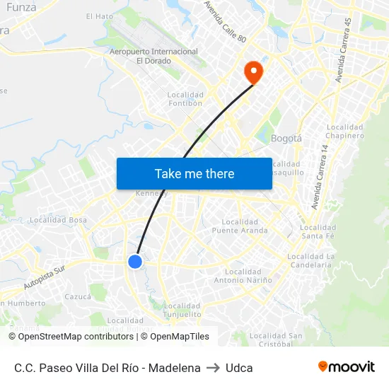 C.C. Paseo Villa Del Río - Madelena to Udca map