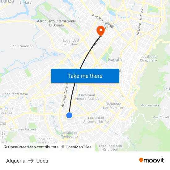 Alquería to Udca map