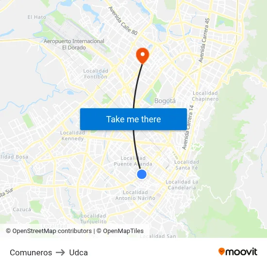 Comuneros to Udca map