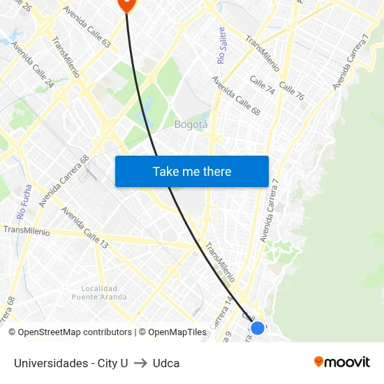 Universidades - City U to Udca map