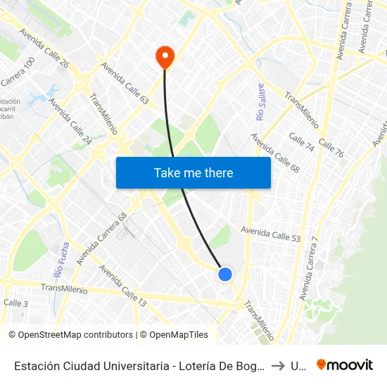 Estación Ciudad Universitaria - Lotería De Bogotá (Ac 26 - Kr 36) to Udca map