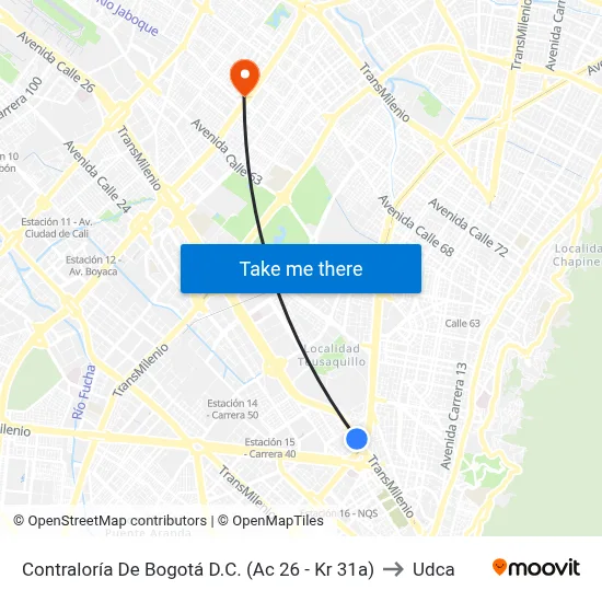 Contraloría De Bogotá D.C. (Ac 26 - Kr 31a) to Udca map