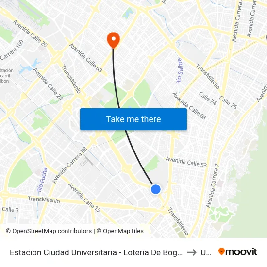 Estación Ciudad Universitaria - Lotería De Bogotá (Ac 26 - Kr 36) to Udca map