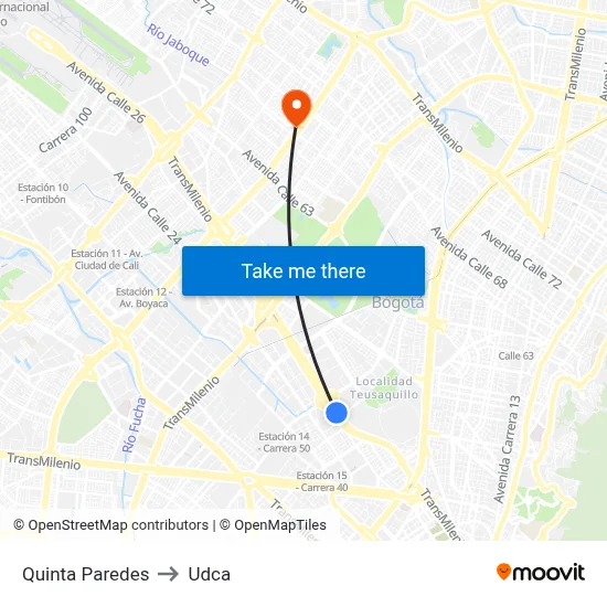 Quinta Paredes to Udca map