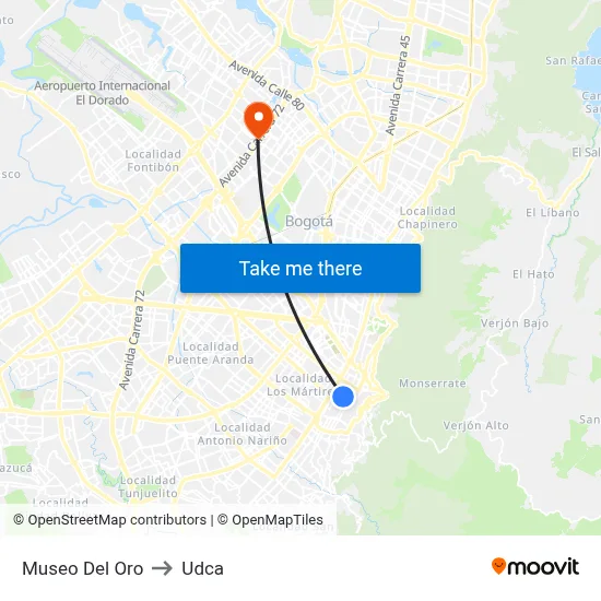 Museo Del Oro to Udca map