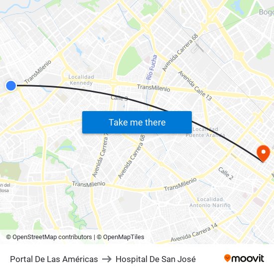 Portal De Las Américas to Hospital De San José map