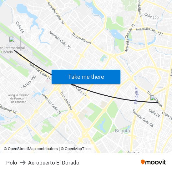 Polo to Aeropuerto El Dorado map