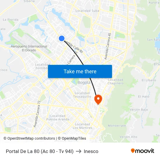 Portal De La 80 (Ac 80 - Tv 94l) to Inesco map