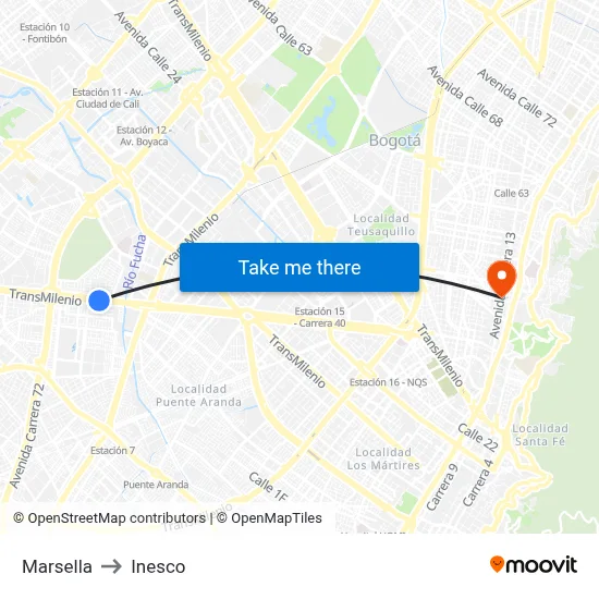 Marsella to Inesco map