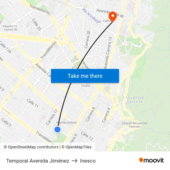 Temporal Avenida Jiménez to Inesco map